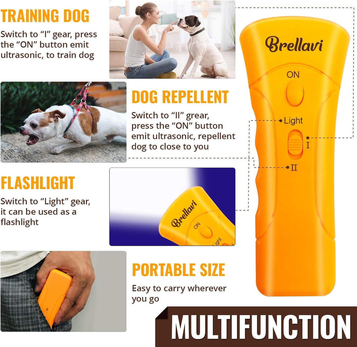 Ultimate Anti-Bark Dog Training Device - Portable Electronic Clicker Trainer for Effective Control During Walks and Aggressive Behavior - Bright Orange Design