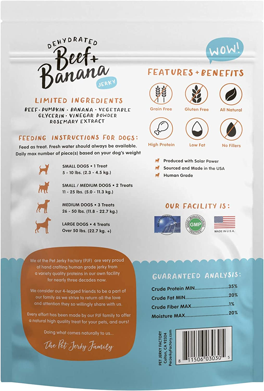 Gourmet Beef & Banana Dog Jerky Treats - 100% Human Grade, USA Made, High Protein, Grain Free, Soft & Tender - 5 Oz