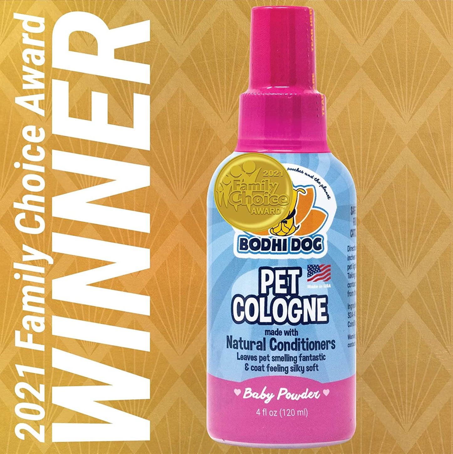 Natural Dog Cologne - Baby Powder Scented Deodorizing Perfume for Dogs & Cats - Keeps Pets Fresh & Clean - Gentle, Safe Formula Made in the USA (4 Fl Oz)