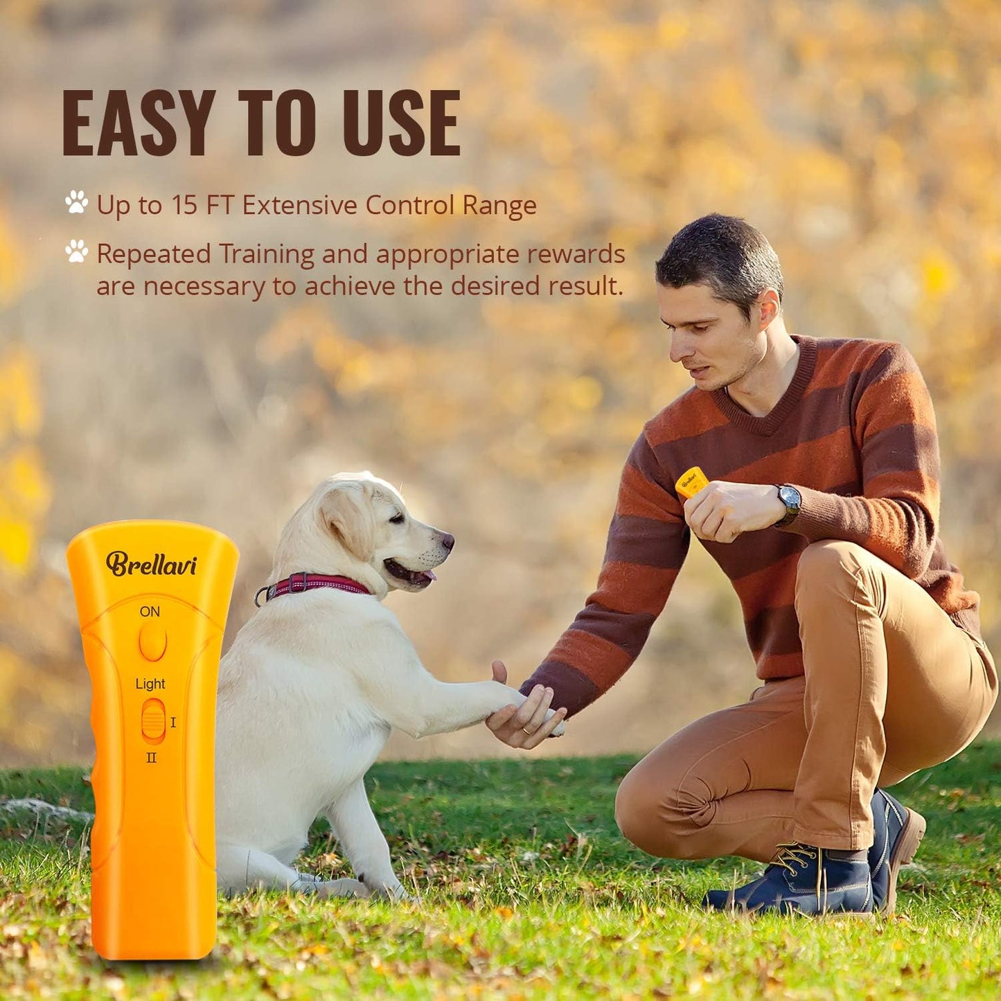 Ultimate Anti-Bark Dog Training Device - Portable Electronic Clicker Trainer for Effective Control During Walks and Aggressive Behavior - Bright Orange Design