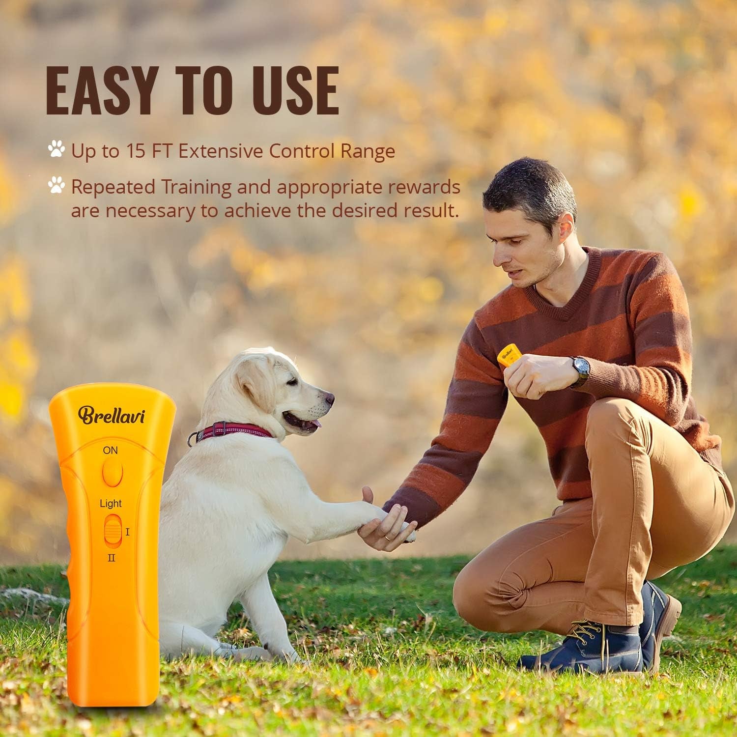 Ultimate Anti-Bark Dog Training Device - Portable Electronic Clicker Trainer for Effective Control During Walks and Aggressive Behavior - Bright Orange Design
